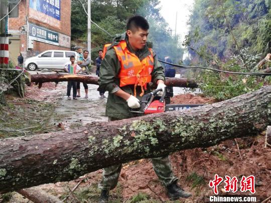 图为武警温州支队官兵在救援现场。 陈如明 摄 图为武警温州支队官兵在救援现场。 陈如明 摄